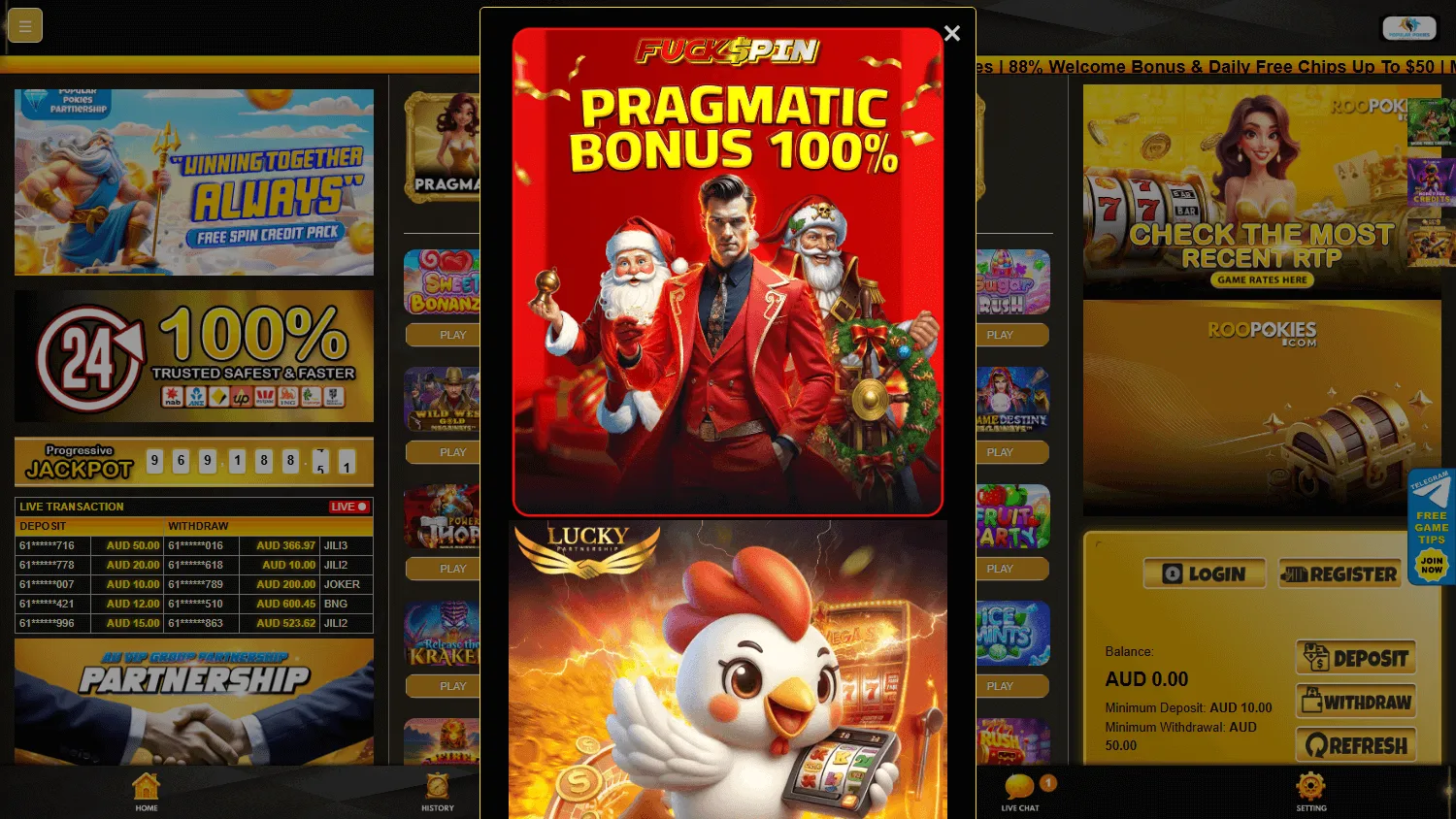 Roopokies Casino home screen on desktop